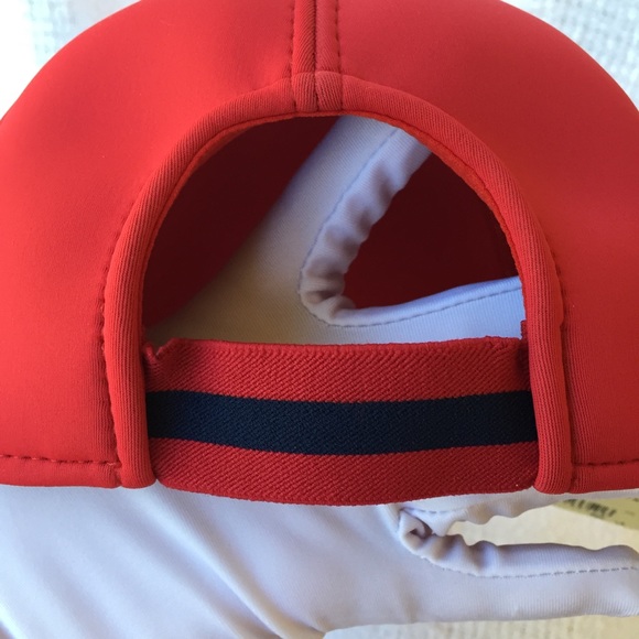 Hermes Atlantic Embossed H-Lift Neoprene Red Cap Hat New With Tag Size Large - Picture 8 of 16